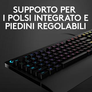 logitech G  213 Prodigy Tastiera Gaming Cablata, LIGHTSYNC RGB, Tasti Retroilluminati, Resistente agli Schizzi, Tasti Personalizzabili, Controlli Dedicati Multimediali, QWERTY US Layout, Nero 