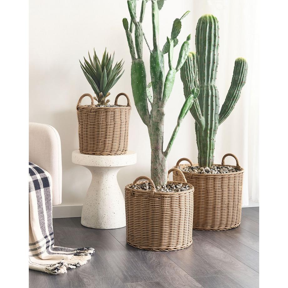 Beliani Set di 3 vasi per piante en Rattan sintetico Rustico PENDULA  