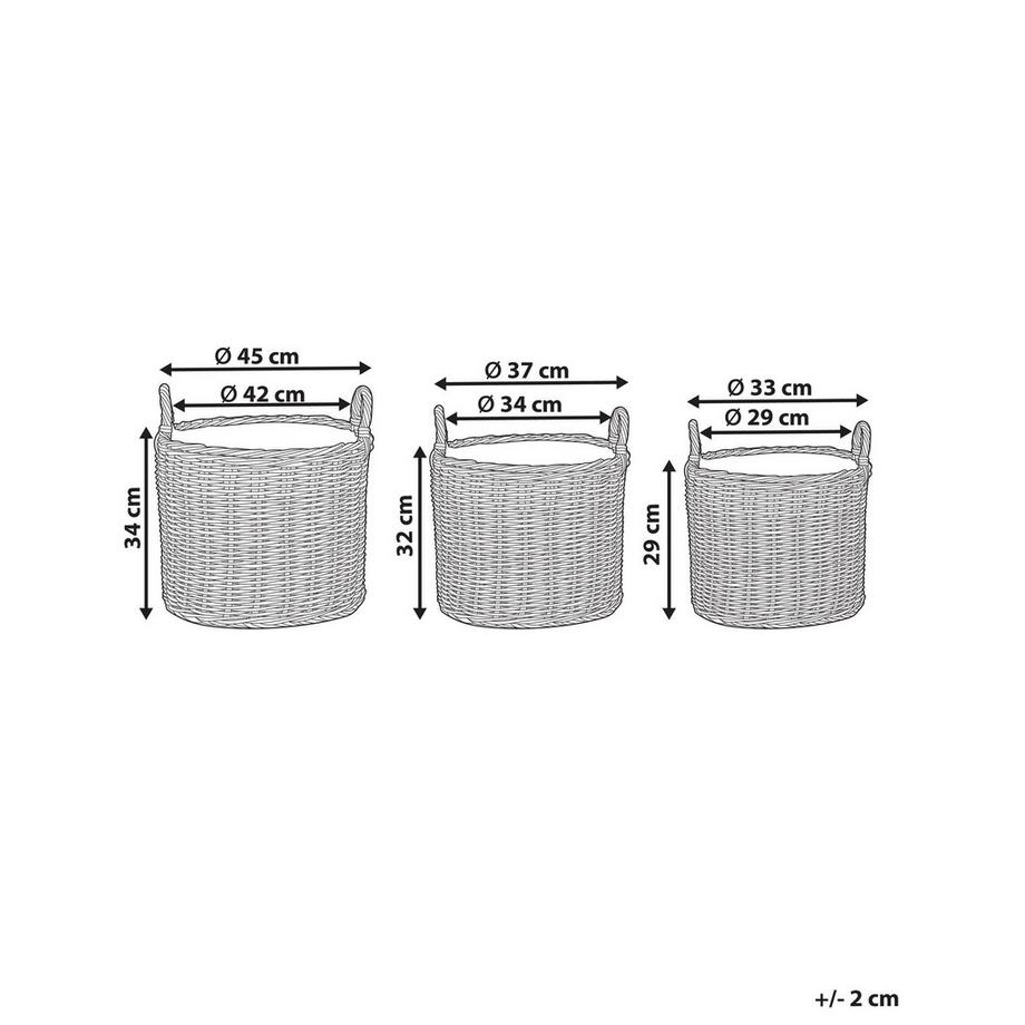 Beliani Set di 3 vasi per piante en Rattan sintetico Rustico PENDULA  