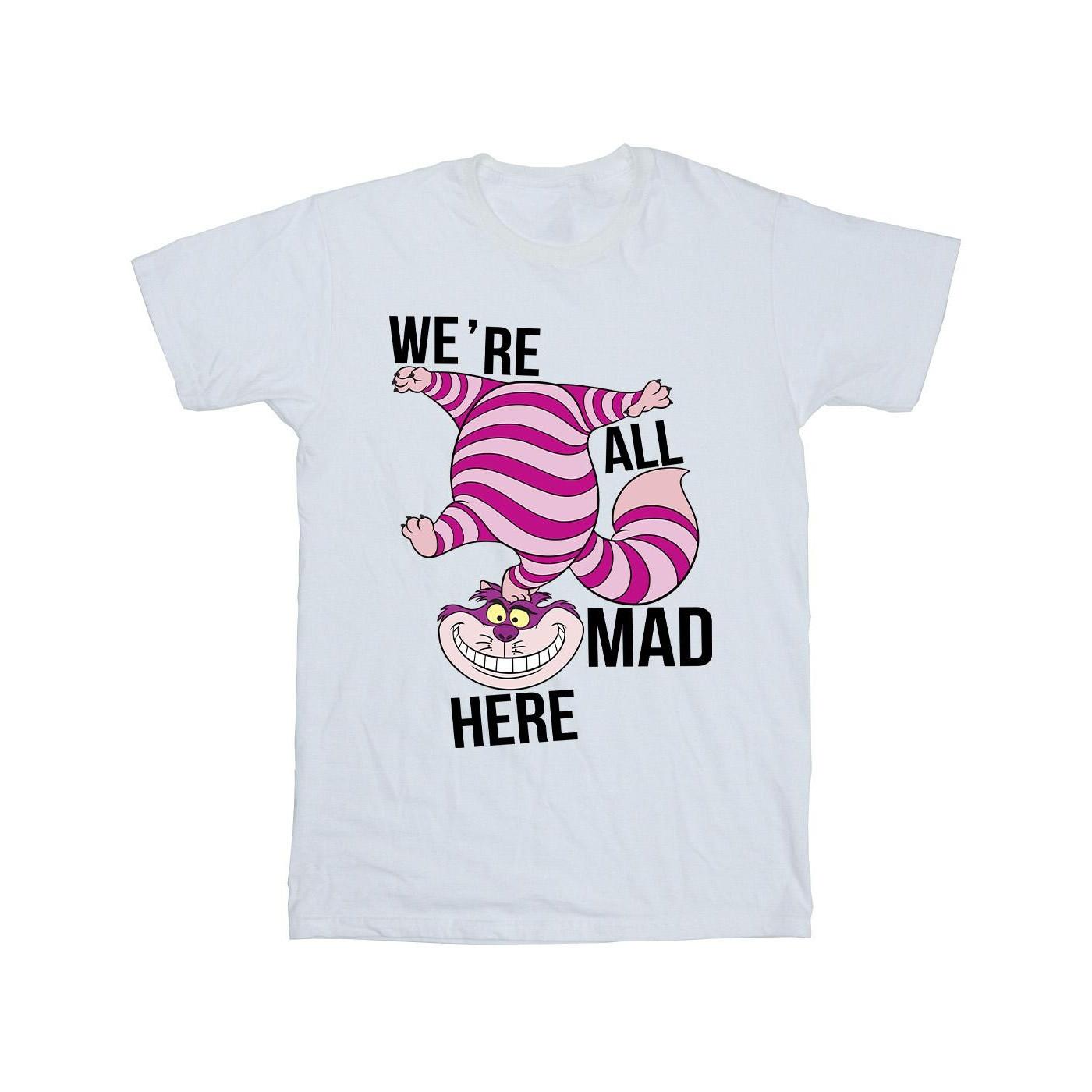 Image of Alice In Wonderland All Mad Here Tshirt Herren Weiss 3XL