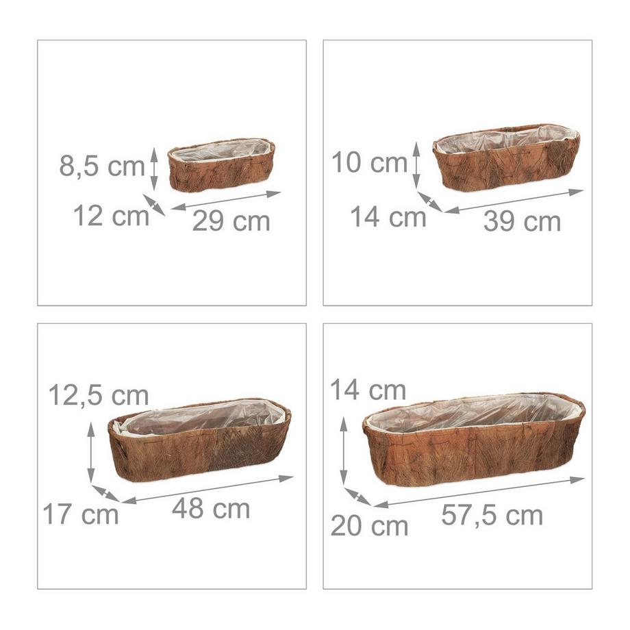 B2X Set di 4 fioriere oblunghe  