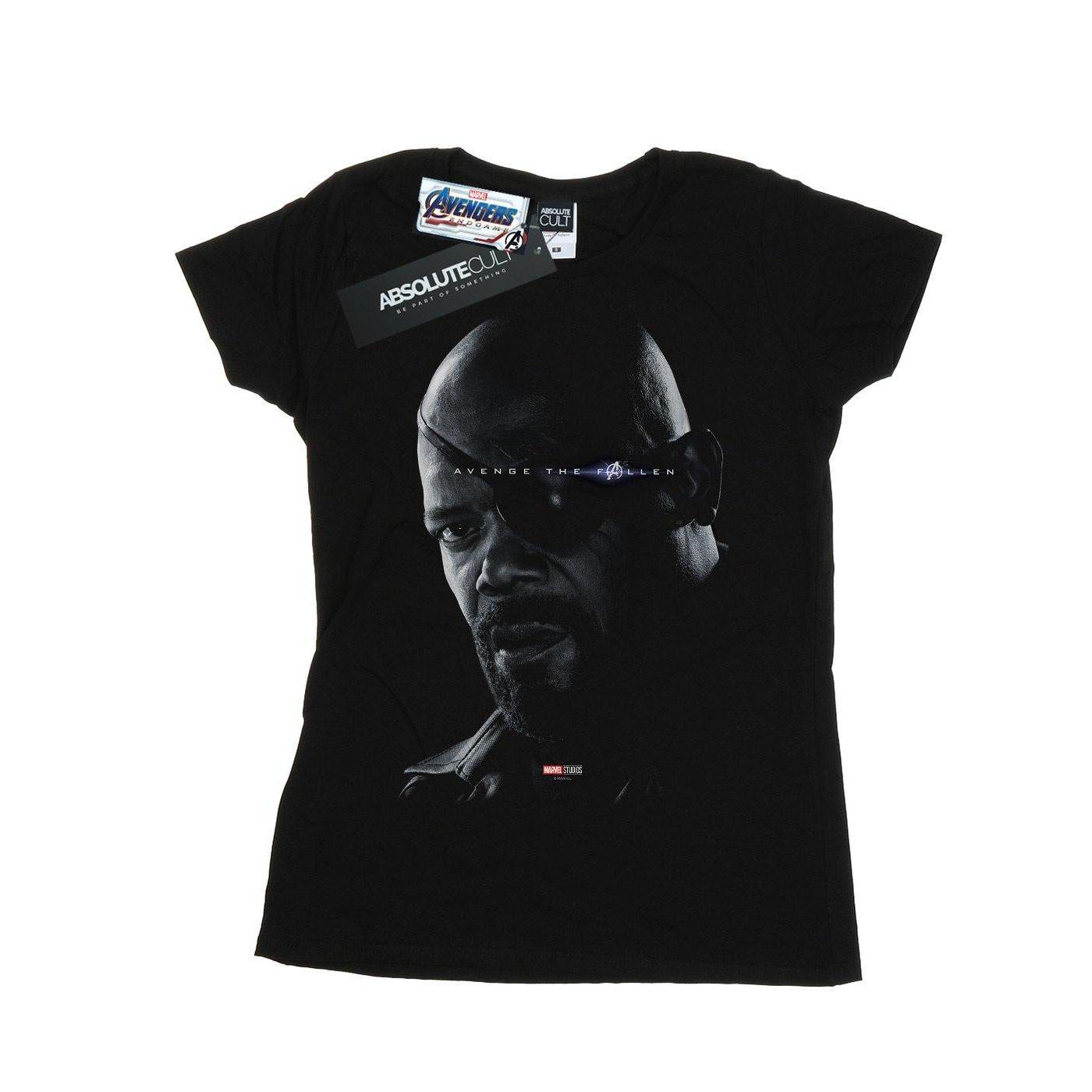 Image of Avengers Endgame Avenge The Fallen Nick Fury Tshirt Damen Schwarz S