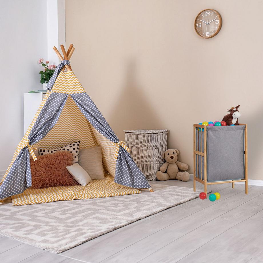 B2X Panier à linge avec cadre en bambou  