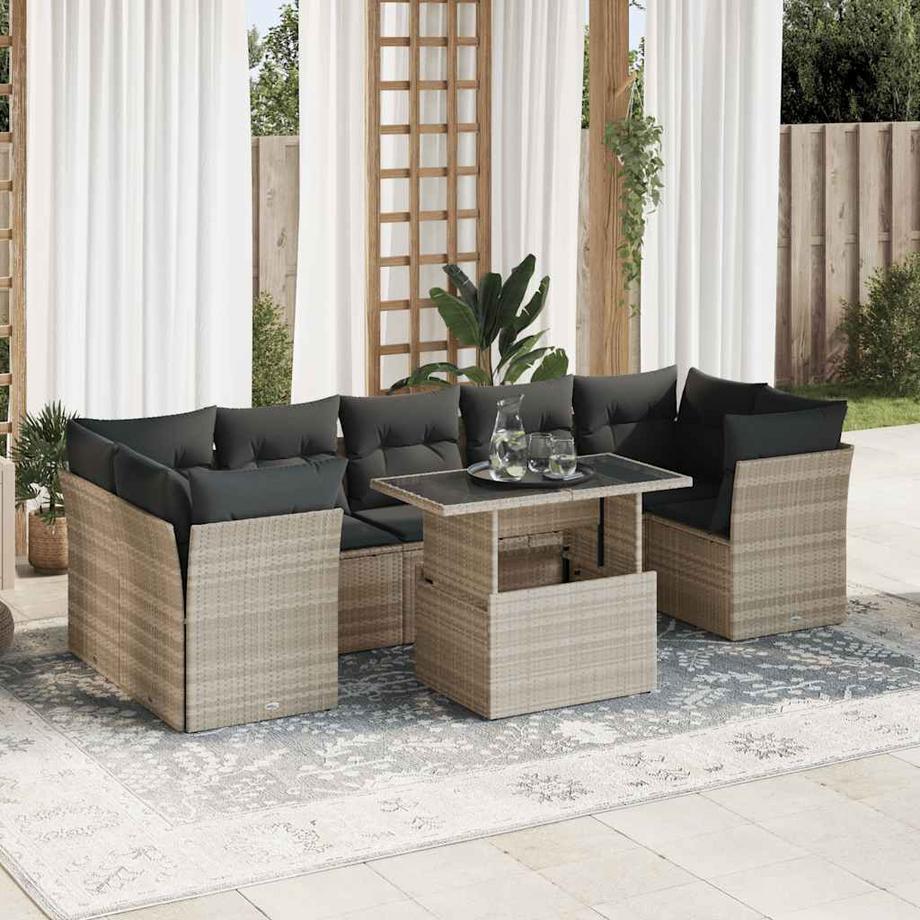 VidaXL set di divani da giardino Polirattan  