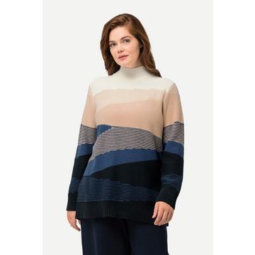 Maglione in jacquard di cotone biologico con collo alto e maniche lunghe