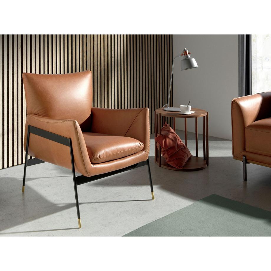 ANGEL CERDA Poltrona girevole in pelle marrone  