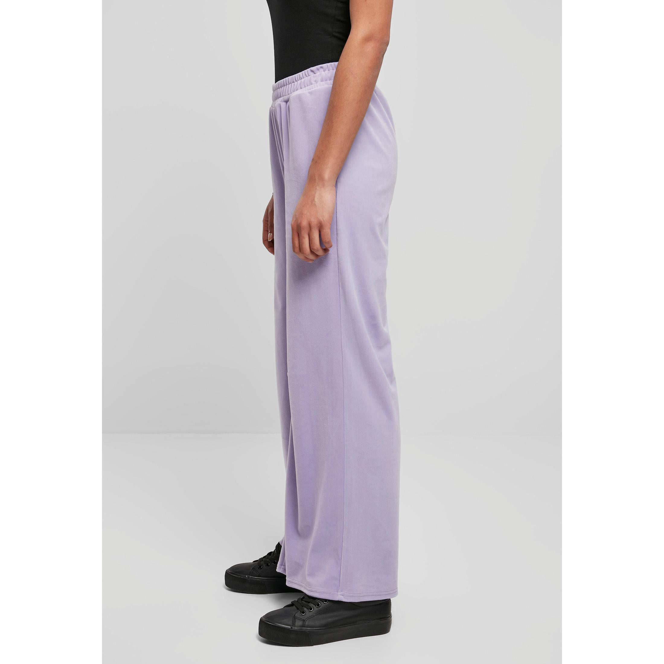 URBAN CLASSICS Pantaloni High Waist Straight Velvet  