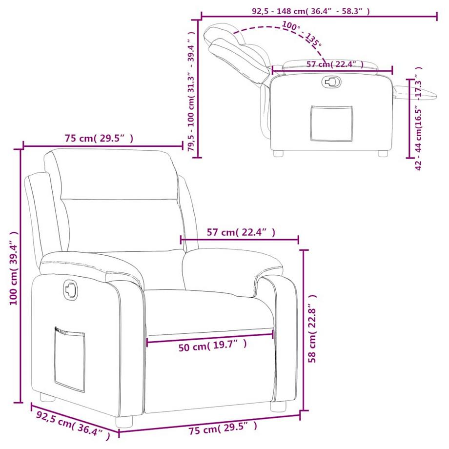 VidaXL Fauteuil inclinable velours  