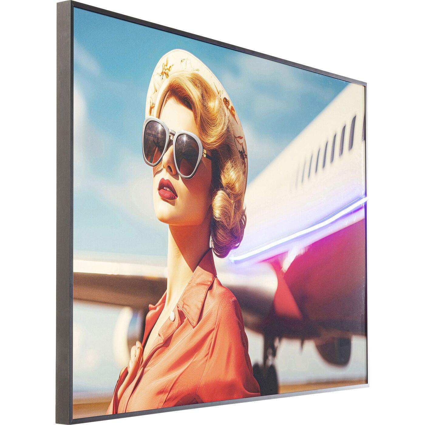 KARE Design Quadro incorniciato LED Jetset Pose Lady 120x80  