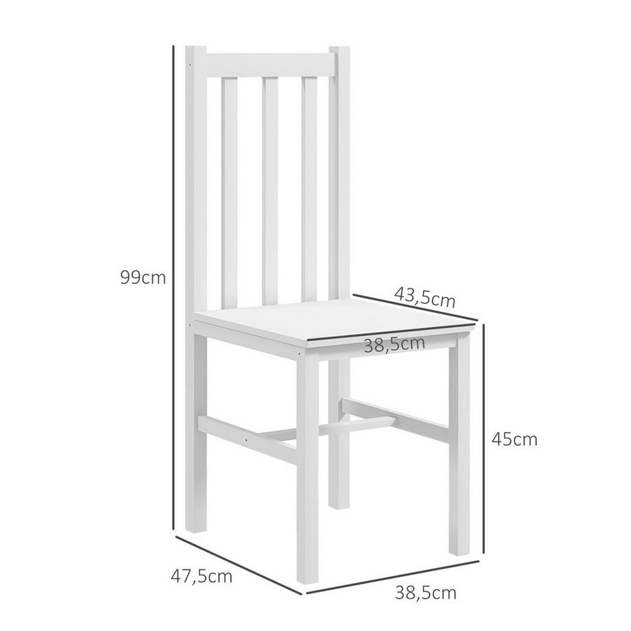 Northio Esszimmerstühle, 2Er-Set Küchenstuhl, Essstuhl Mit Rückenlehne, Wohnzimmerstuhl Für Küche, Esszimmer, Bis 120 Kg Belastbar, Kiefernholz, Weiß  