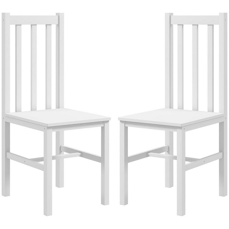 Esszimmerstühle, 2Er-Set Küchenstuhl, Essstuhl Mit Rückenlehne, Wohnzimmerstuhl Für Küche, Esszimmer, Bis 120 Kg Belastbar, Kiefernholz, Weiß