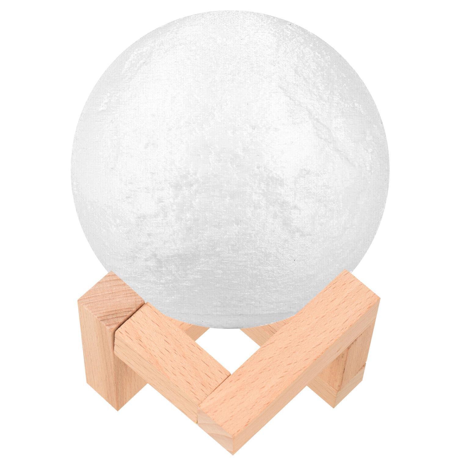 eStore Lampe Lune avec Support - 3D - Blanc  