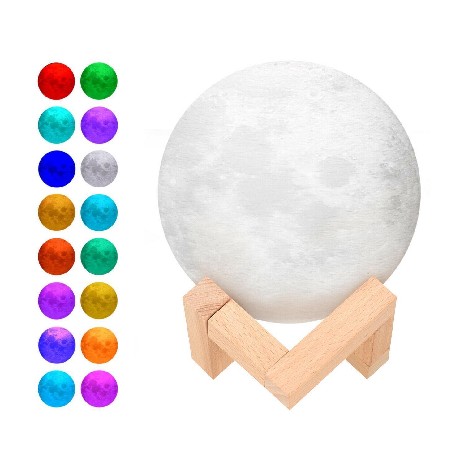 eStore Lampe Lune avec Support - 3D - Blanc  
