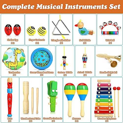 Activity-board  Musikinstrumente Kinder Set - 24 Stück Instruments Percussion Holzspielzeug 