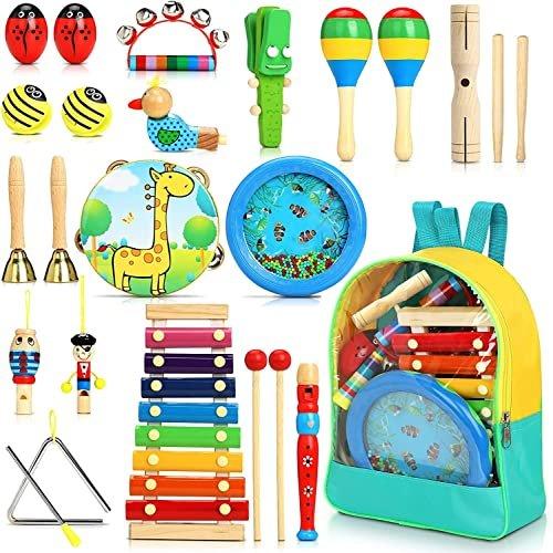 Activity-board  Musikinstrumente Kinder Set - 24 Stück Instruments Percussion Holzspielzeug 