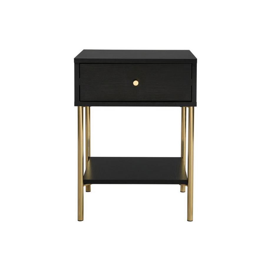 PASCAL MORABITO Lot de 2 tables de chevet 1 tiroir - MDF et métal - Noir et doré - MILAVIA de Pascal Morabito  