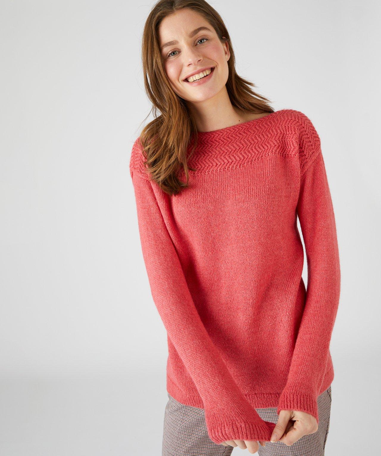 Image of Pullover Im Fischgratdessin, Mit Thermolactyl. Damen Rosa 42/44