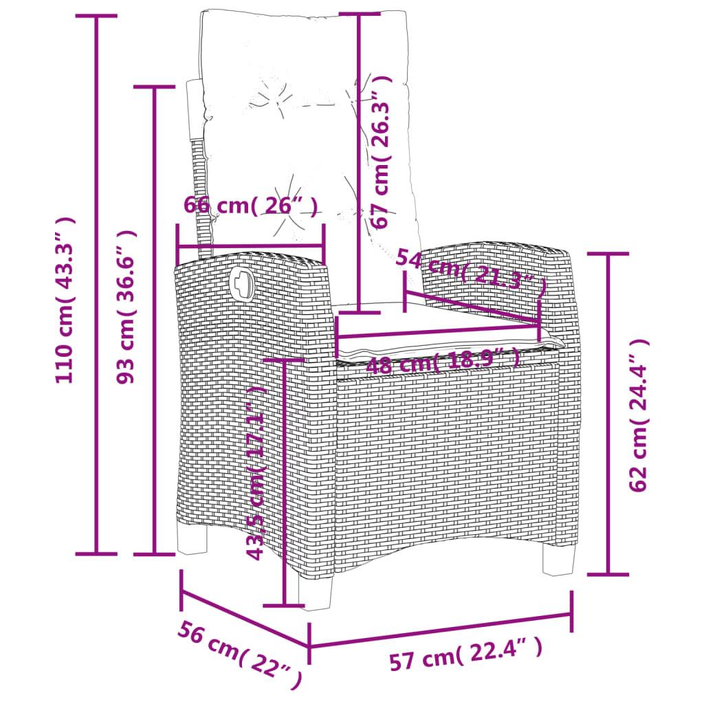 VidaXL Gartensessel verstellbar poly-rattan  