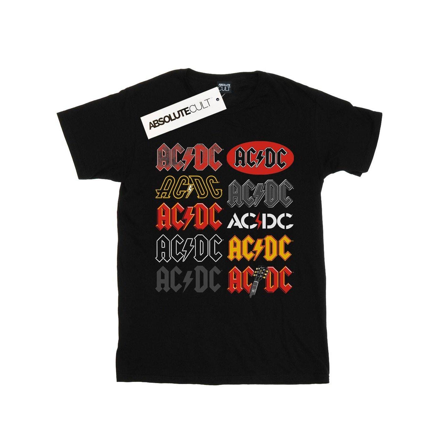 Image of Acdc Multi Logos Tshirt Damen Schwarz XXL