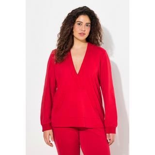 Ulla Popken Sweat-shirt à capuche Encolure en V Manches Longues  