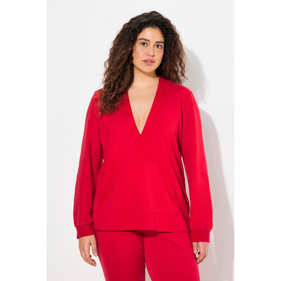 Ulla Popken Hoodie Kapuze V-Ausschnitt Langarm  