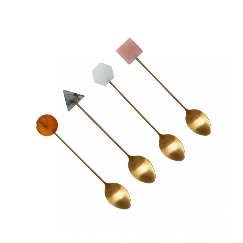 Image of Acryl Löffel Mit Mehrfarbigen Enden - Set Von 4 Unisex ONE SIZE