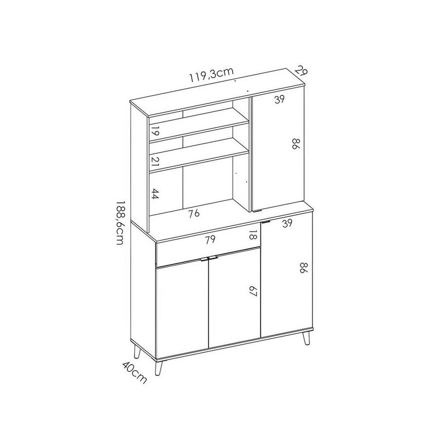 Vente-unique Buffet de cuisine WAJDI 4 portes 1 tiroir 3 niches chêne  