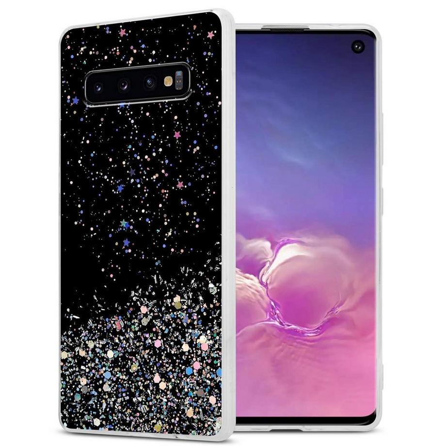 Cadorabo  Hülle für Samsung Galaxy S10 PLUS TPU Silikon mit funkelnden Glitter 