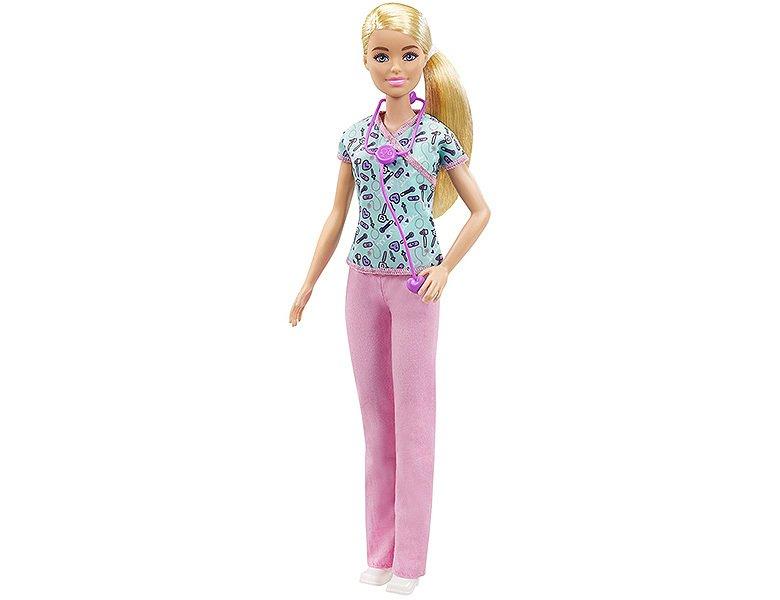 Barbie  Barbie GTW39 Krankenschwester-Puppe (ca. 30 cm) mit Oberteil mit Aufdruck und pinker Hose, weißen Schuhen und Stethoskop, tolles Spielzeug Geschenk für Kinder ab 3 Jahren 