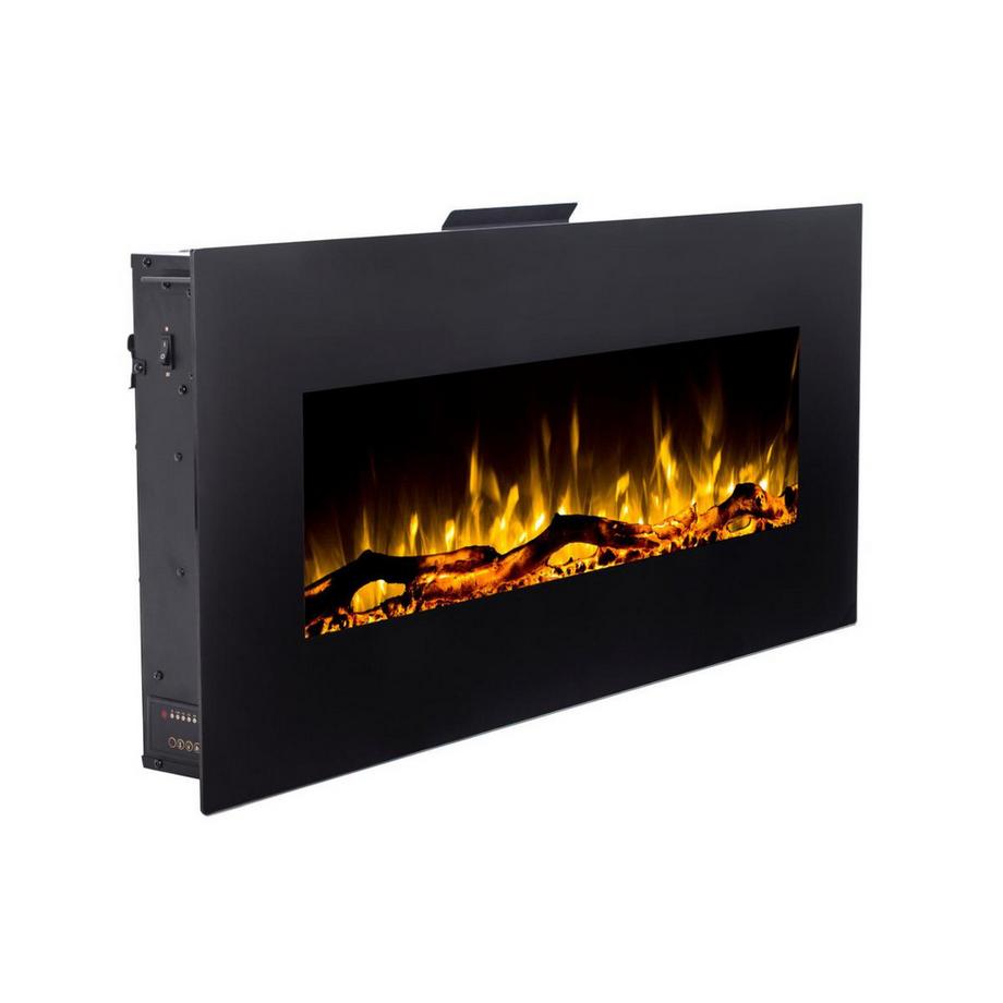 Vente-unique Cheminée électrique murale LALITA - L110 x P14 x H49 cm - Noire  