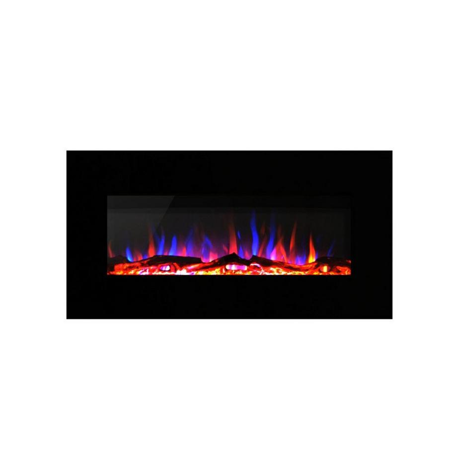 Vente-unique Cheminée électrique murale LALITA - L110 x P14 x H49 cm - Noire  