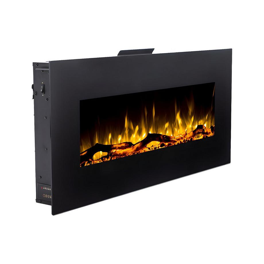 Vente-unique Cheminée électrique murale LALITA - L110 x P14 x H49 cm - Noire  