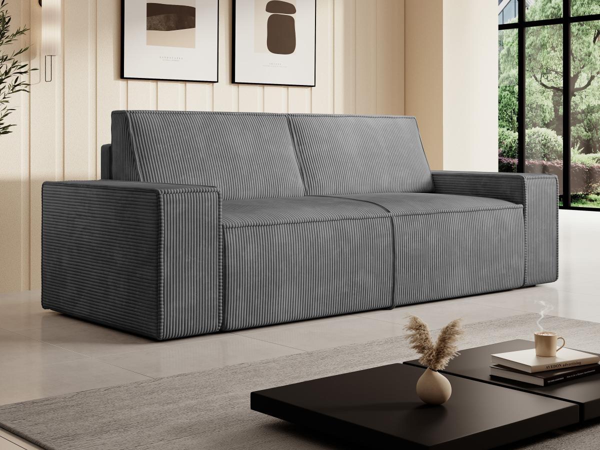 Vente-unique Sofa 3-Sitzer & 2-Sitzer - Cord - Grau - Anthrazitgrau - AMELIA  