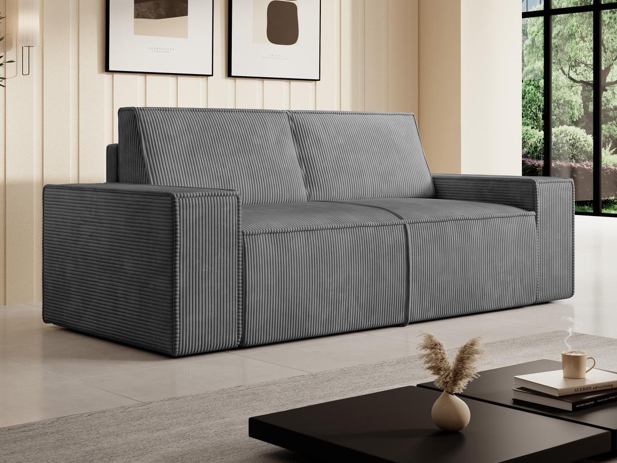 Vente-unique Sofa 3-Sitzer & 2-Sitzer - Cord - Grau - Anthrazitgrau - AMELIA  