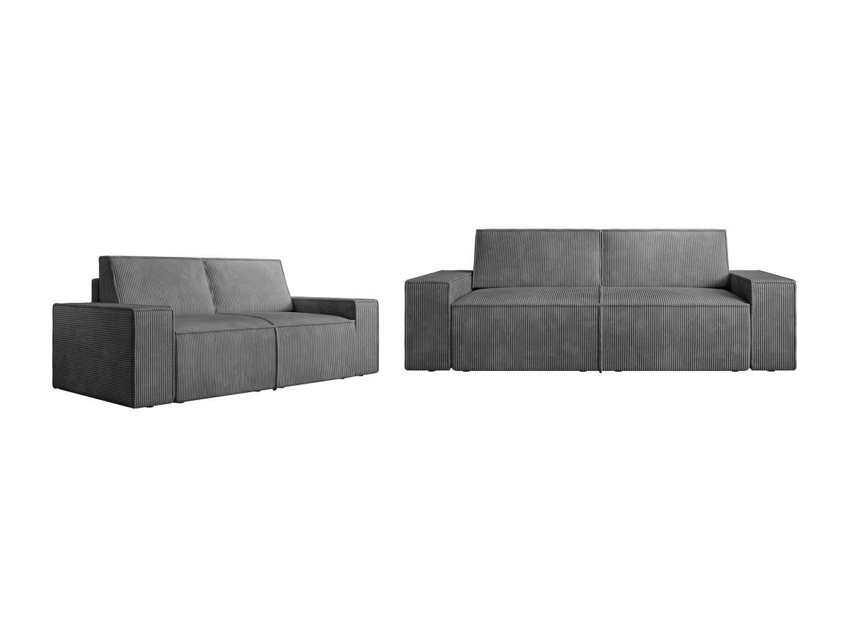 Vente-unique Sofa 3-Sitzer & 2-Sitzer - Cord - Grau - Anthrazitgrau - AMELIA  