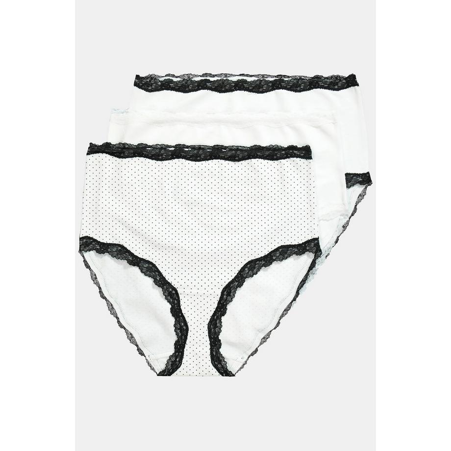 Ulla Popken Culottes Maxi Lot de 3 Bords Dentelle Pois Uni  