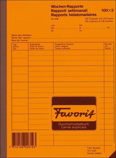 Image of FAVORIT Wochen-Rapport D/F/I A5 508 weiss 100x2 Blatt FAVORIT Wochen-Rapport D/F/I A5 508 weiss 100x2 Blatt