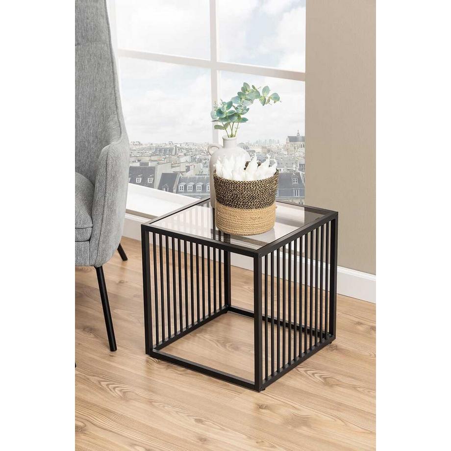 mutoni Tavolino Iola in vetro nero 40  