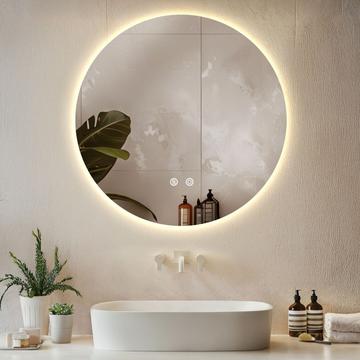 Miroir de salle de bain rond à LED AURORA design sans cadre en 3 tailles 70 cm
