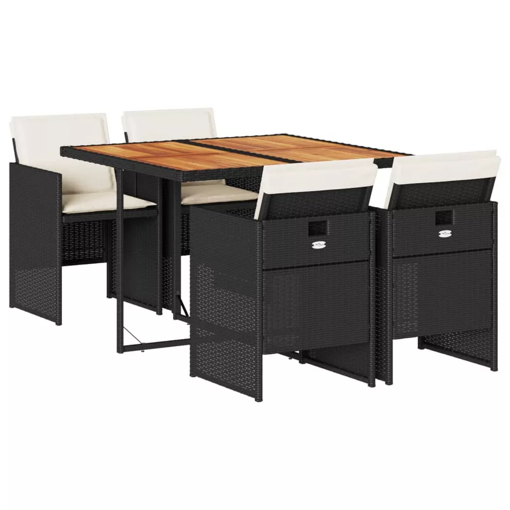 VidaXL - set da pranzo da giardino Polirattan, One Size, Nero