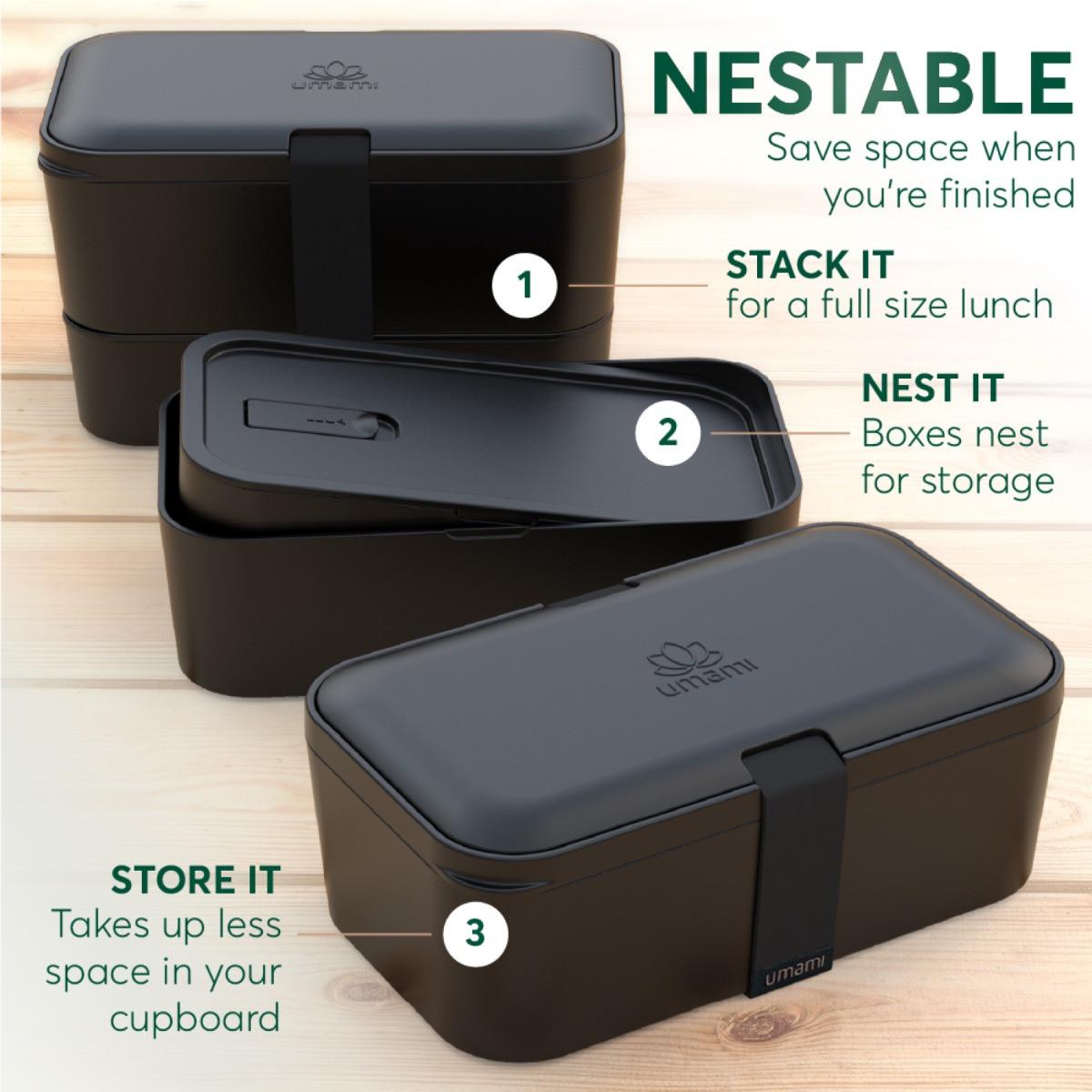 Umami Bento Box Nestable L Rosewood Black  