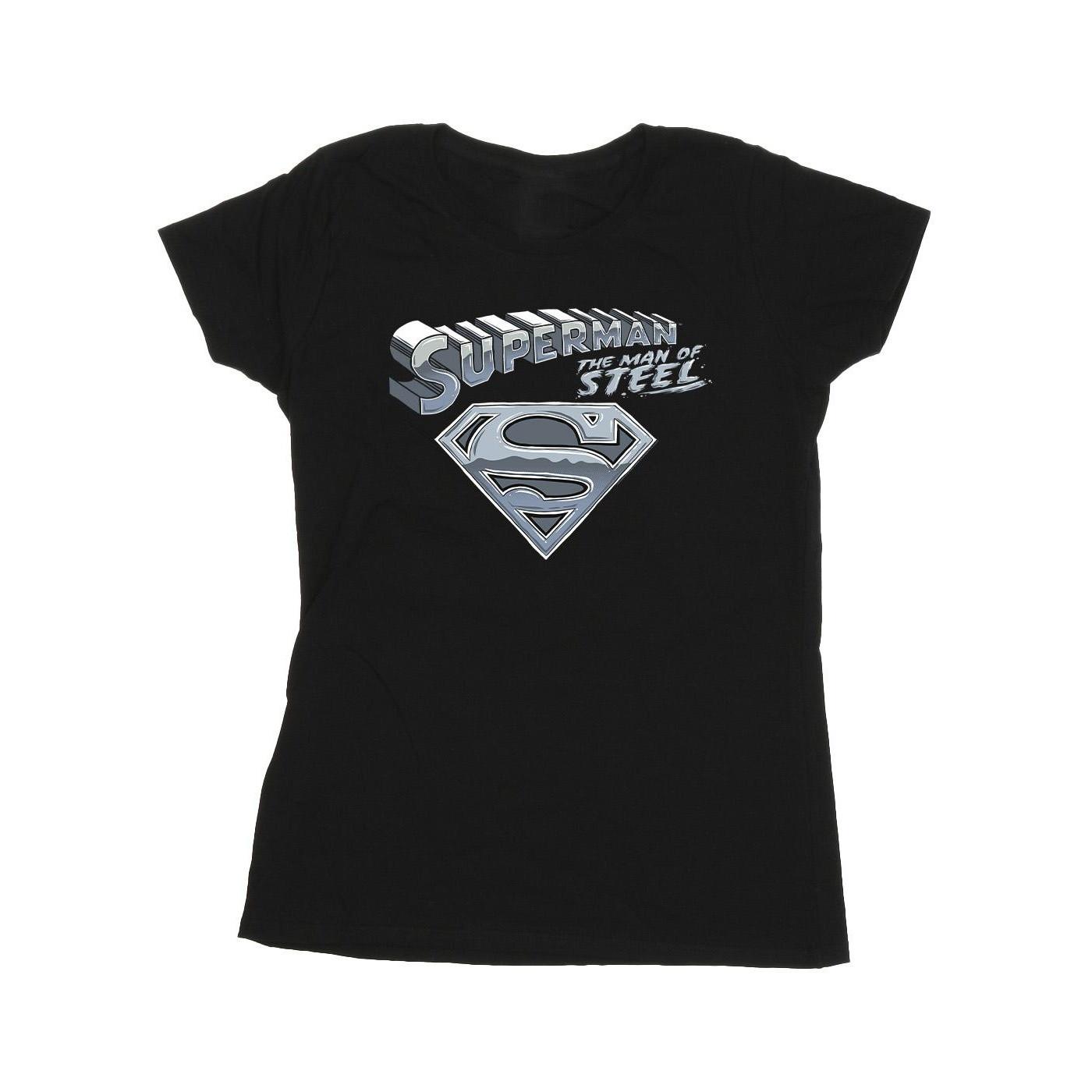 Image of Superman The Man Of Steel Tshirt Damen Schwarz S