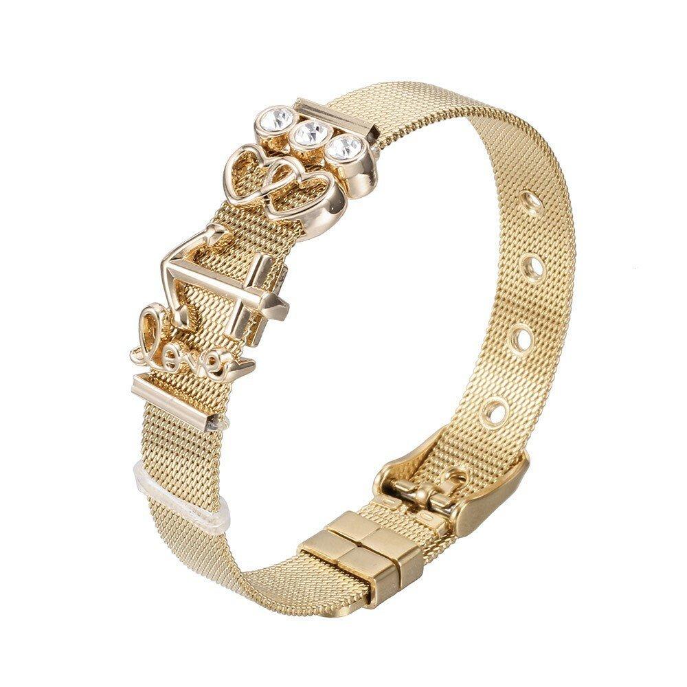 Image of Mesh Armband Poliert Damen Gold ONE SIZE