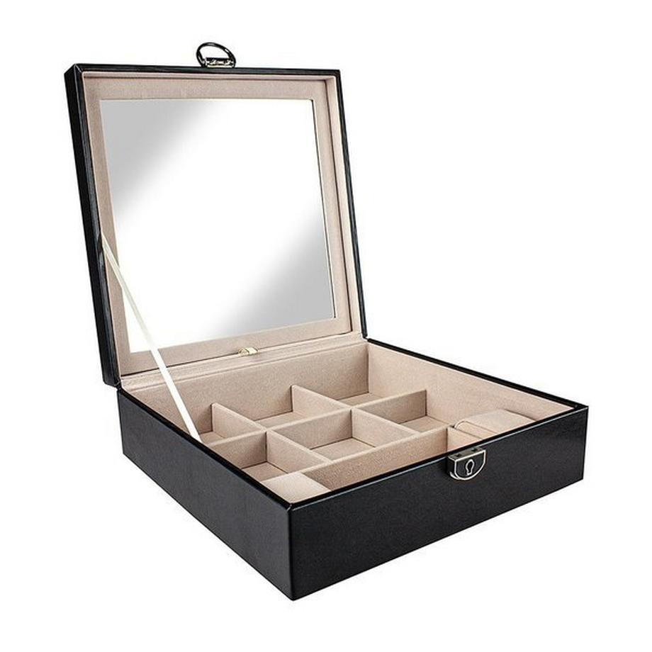 eStore  Gesteppte Schmuckschatulle mit Reisebox - Schwarz 