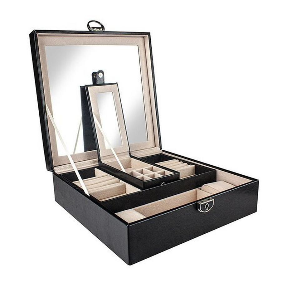 eStore  Gesteppte Schmuckschatulle mit Reisebox - Schwarz 