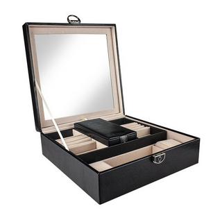 eStore  Gesteppte Schmuckschatulle mit Reisebox - Schwarz 