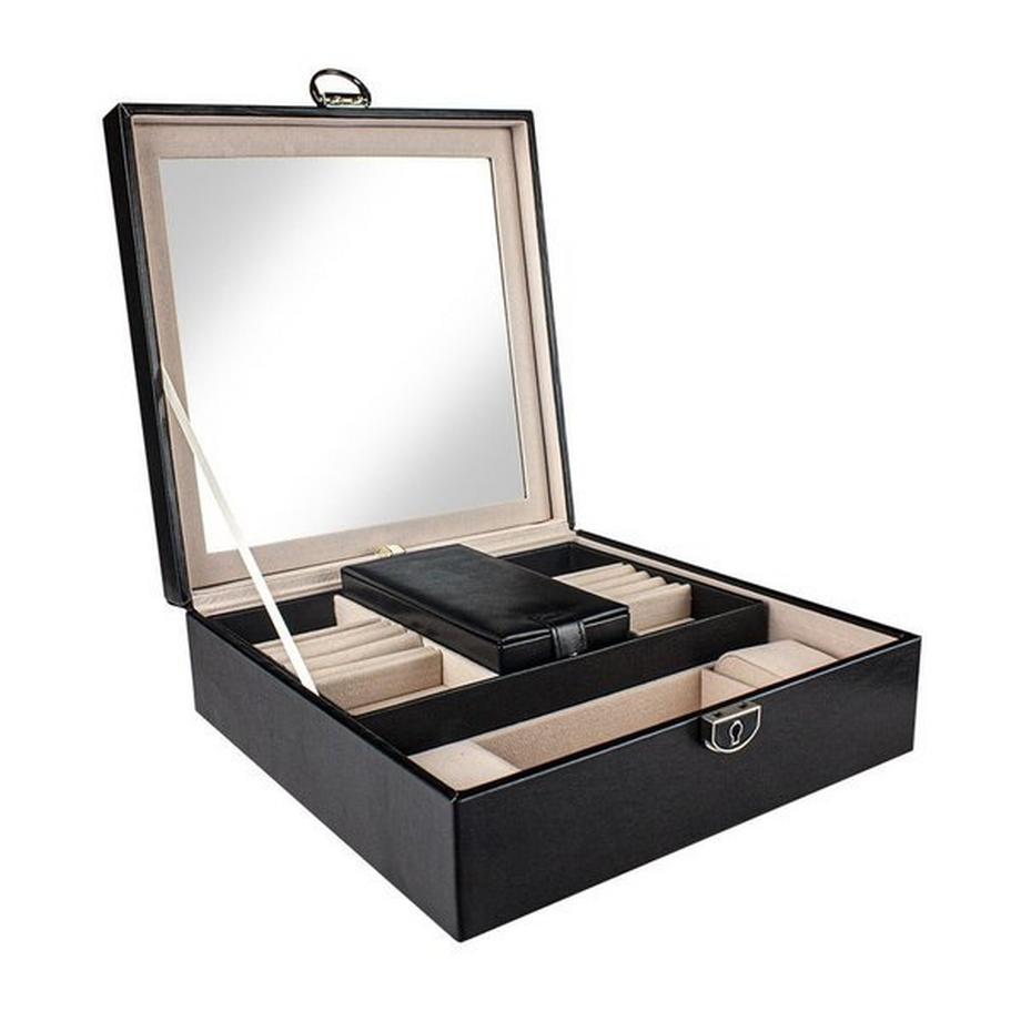 eStore  Gesteppte Schmuckschatulle mit Reisebox - Schwarz 