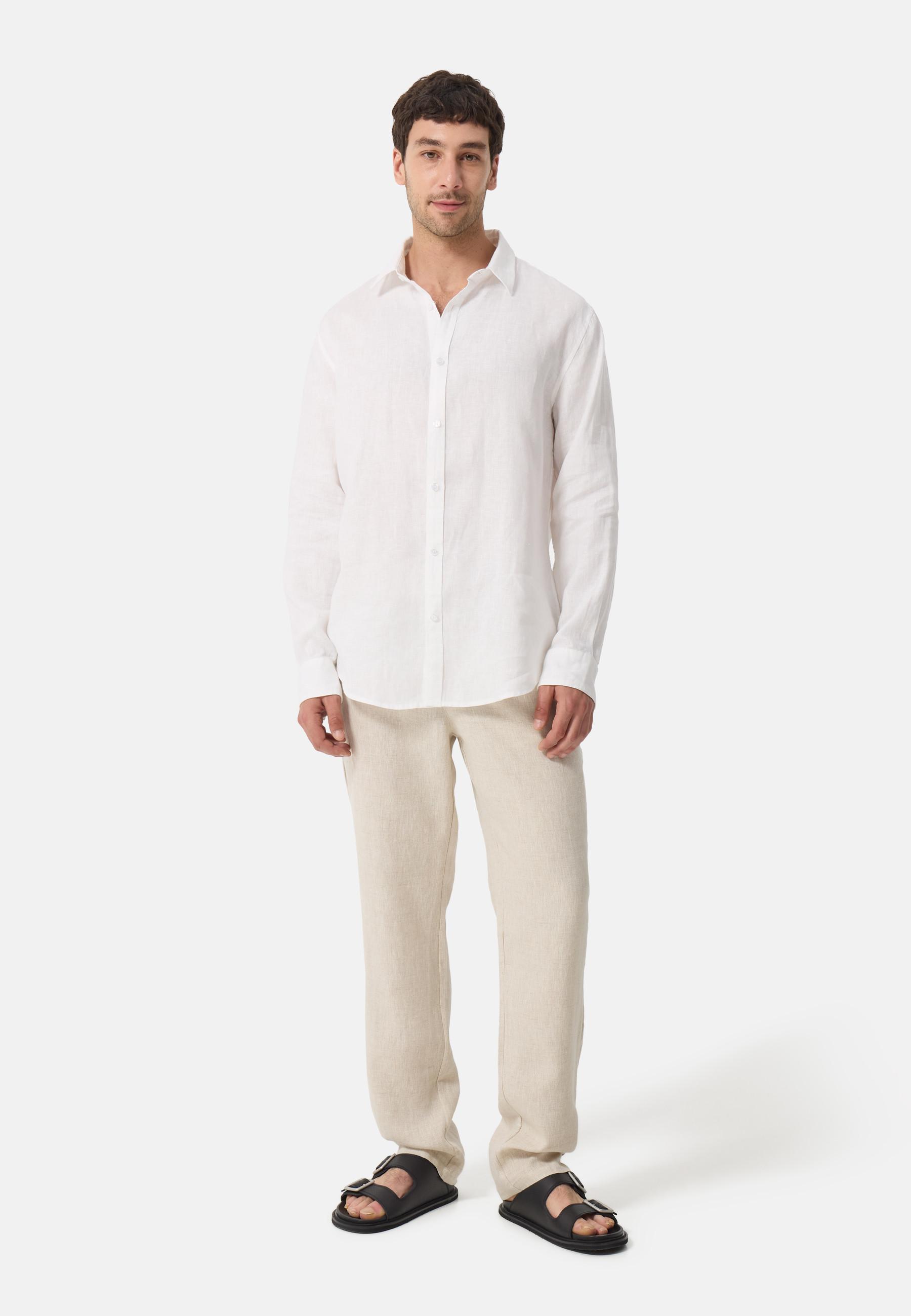 CASH-MERE.CH Pantalon Chino Long en Lin  