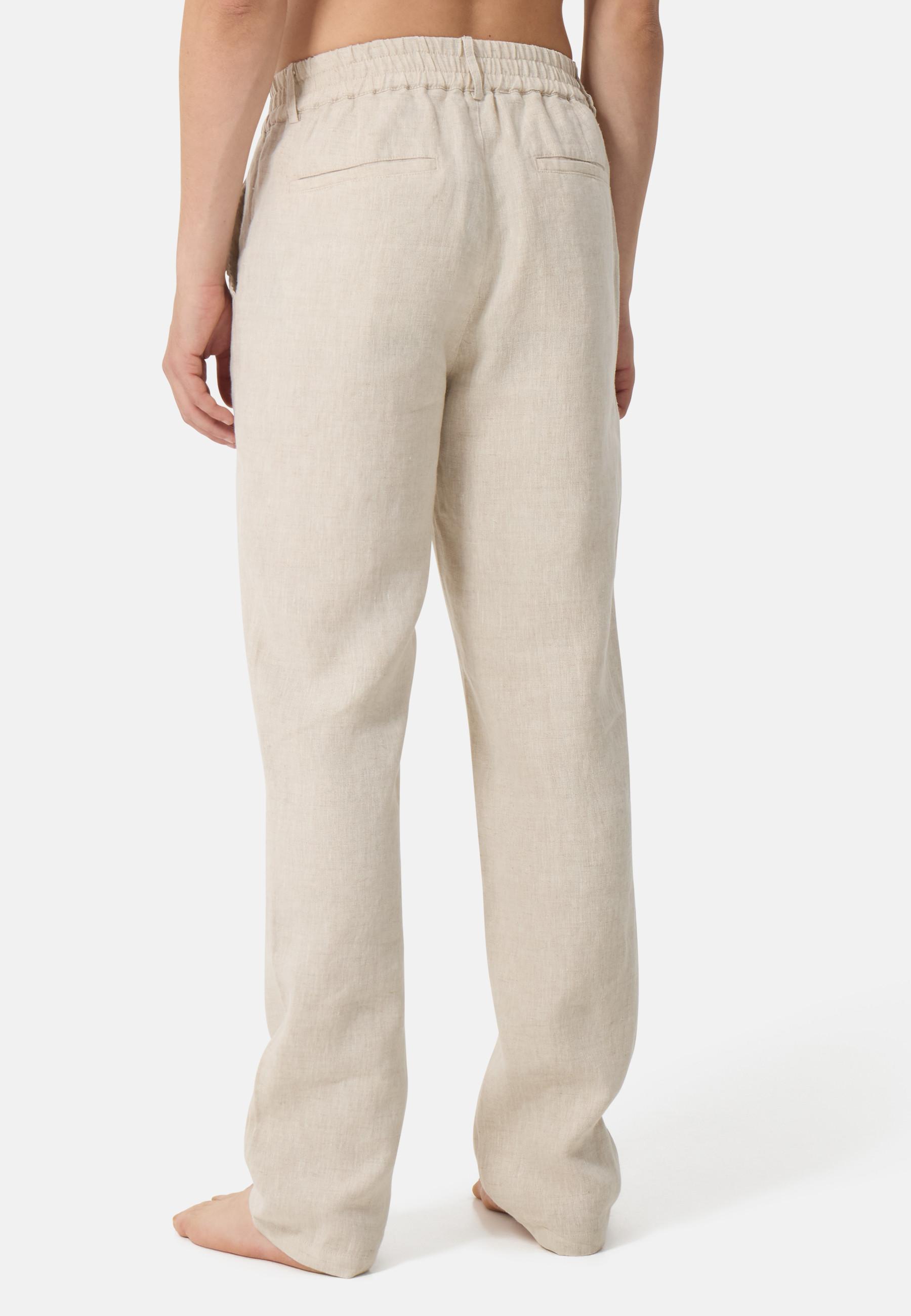 CASH-MERE.CH Pantalon Chino Long en Lin  