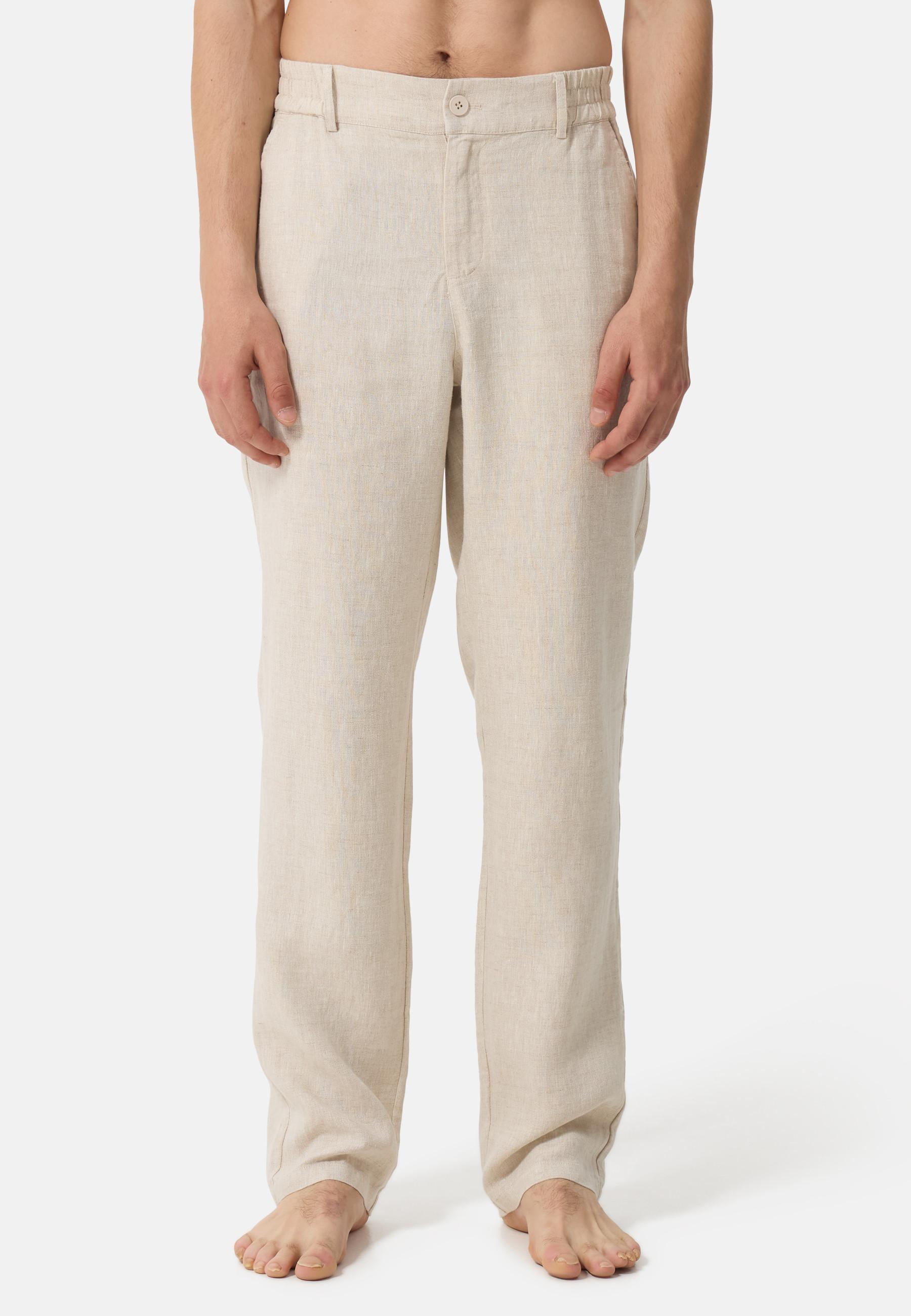 CASH-MERE.CH Pantalon Chino Long en Lin  